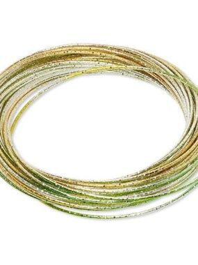 Womens Stainless Steel Green Silver Interlocking Bangle Bracelet Multi-Color